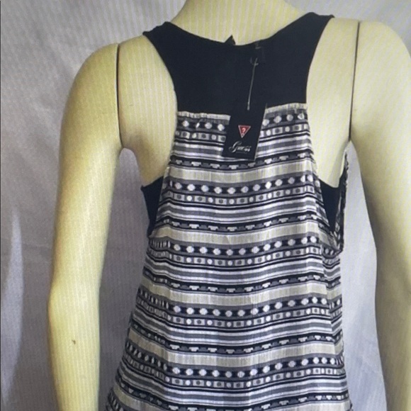 Guess Black and White Striped Scoop Neck Tank - Picture 3 of 5